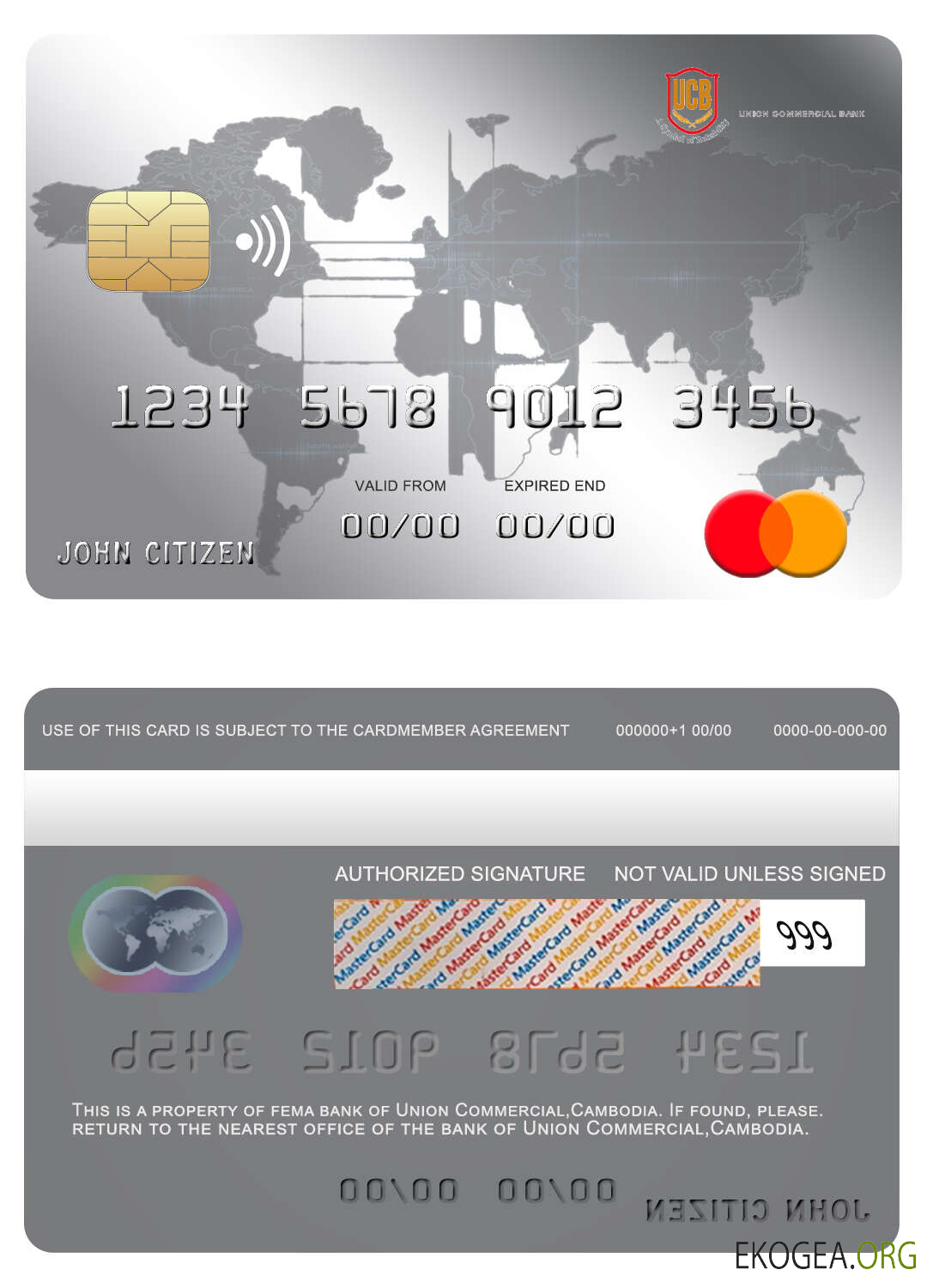 Carte Mastercard de la banque commerciale de l'Union du Cambodge